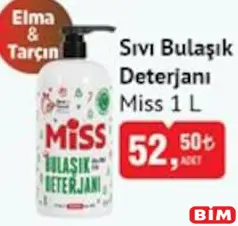 MİSS SIVI BULAŞIK DETERJANI ELMA&TARÇIN 1 L fiyat ve kampanya bilgisi
